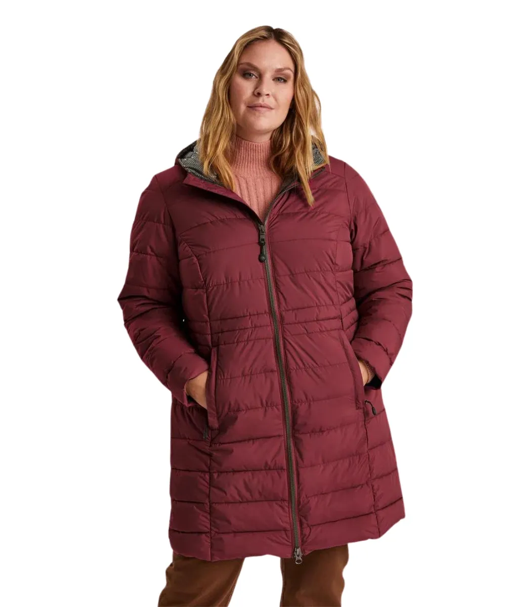 STOY Abbess Women’s Long Winter Puffer Coat Burgundy sizes 20-26