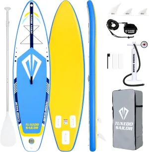 Tuxedo Sailor 10'6"33"6" Inflatable Stand Up Paddle Board with Premium SUP Accessories,Adults & Youth for All Skill Levels, Included with Board, Paddle, Pump, Fins, Backpack
