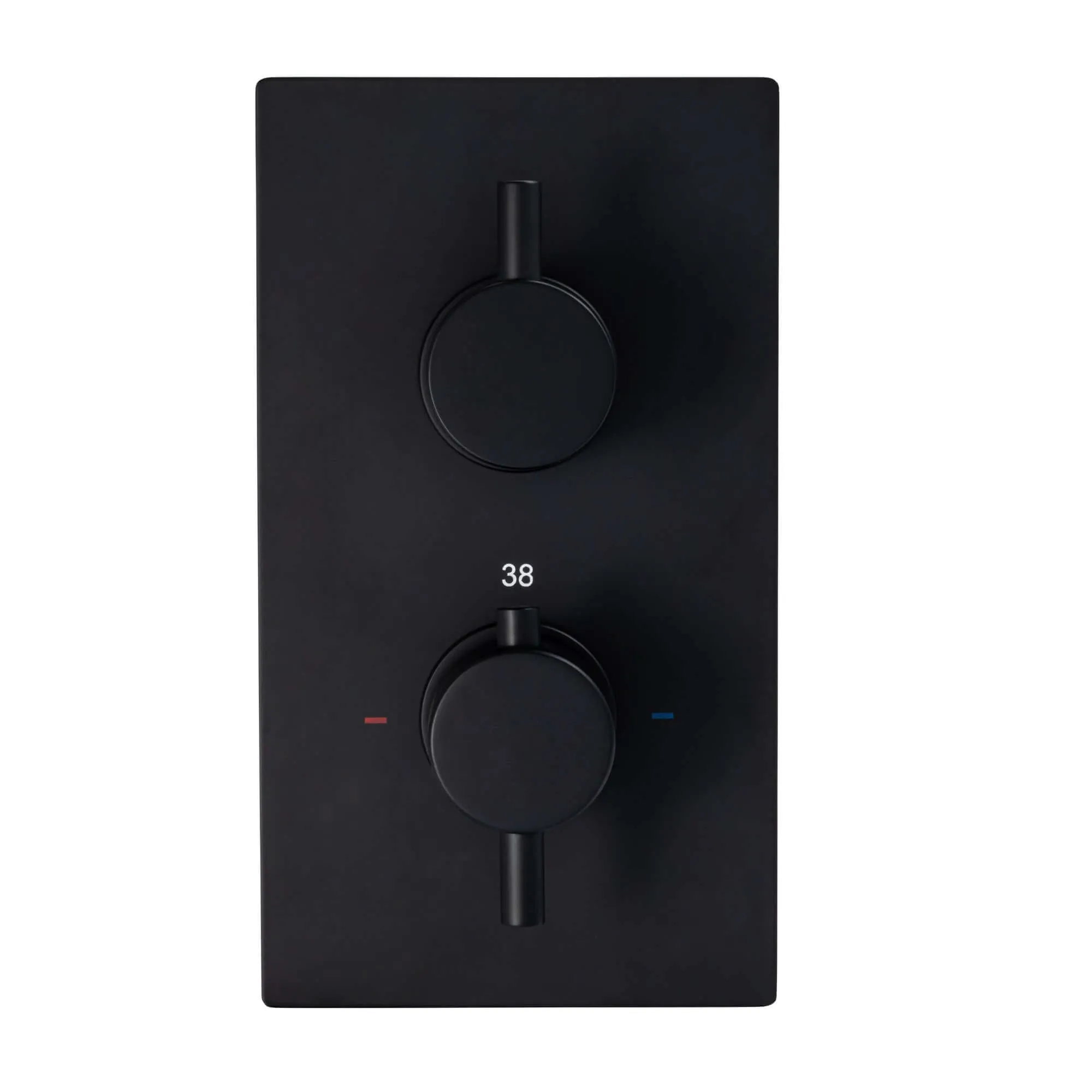 Venice contemporary round concealed thermostatic twin shower valve with 1 outlet - matt black
