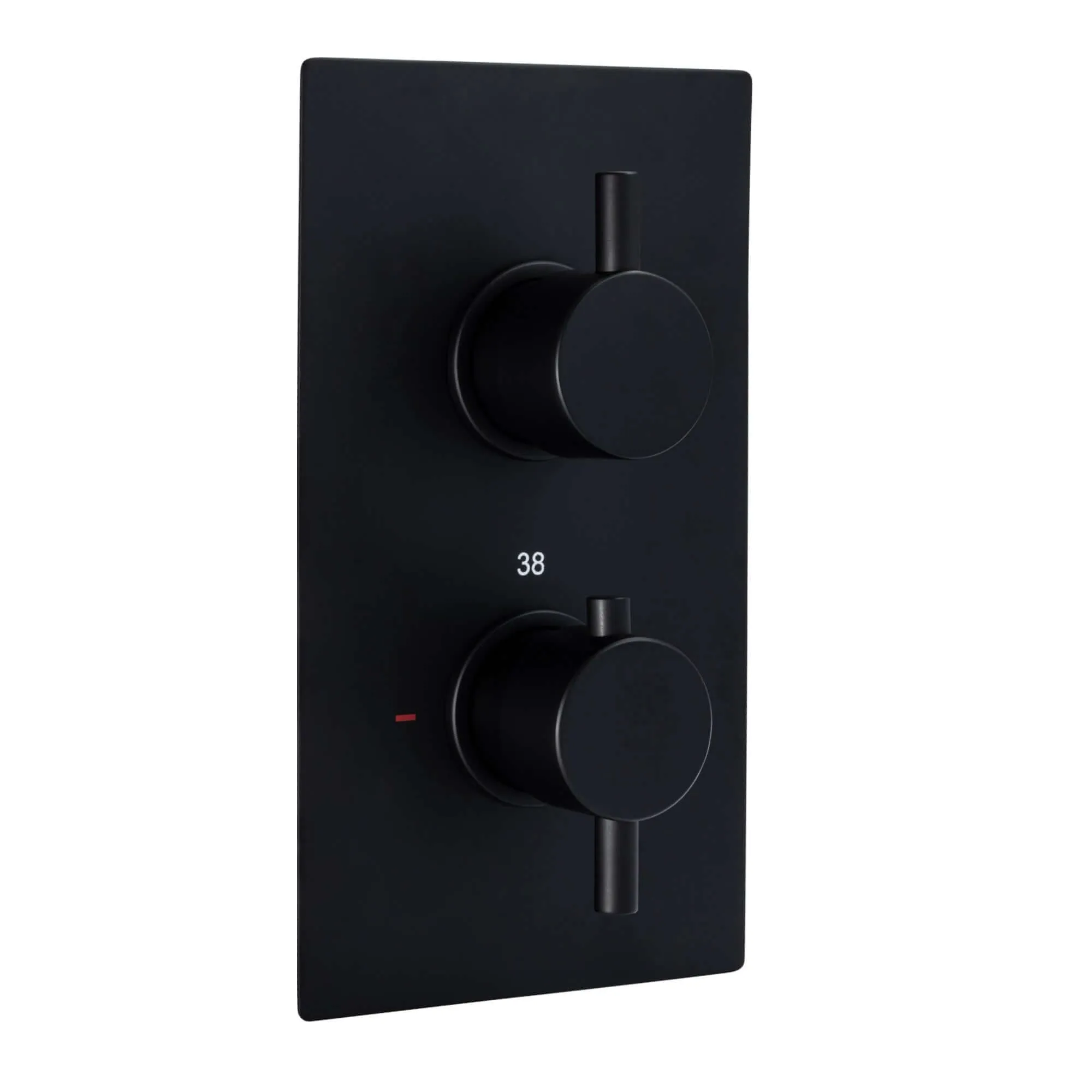 Venice contemporary round concealed thermostatic twin shower valve with 1 outlet - matt black