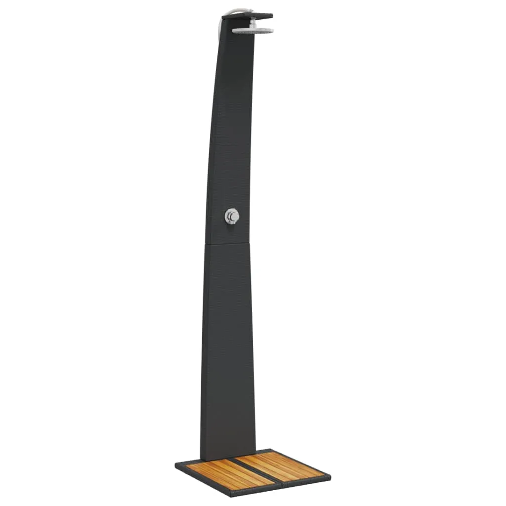 vidaXL Outdoor Shower Black 55x60x224 cm Poly Rattan and Acacia Wood