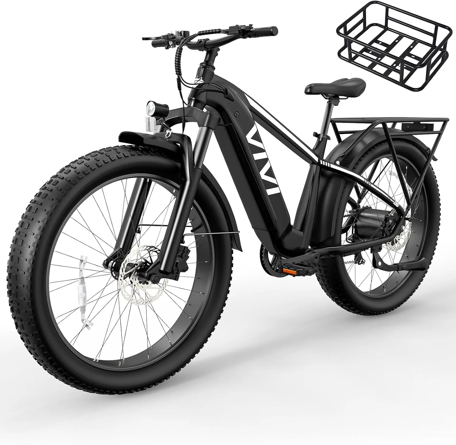 Vivi ACE01 Electric Bike for Adults, 26" x 4.0 Fat Tire Ebike, 1475W Peak Motor Torque Sensor Electric Mountain Bike, 25MPH Electric Bicycle with 48V 15AH Battery, Hydraulic Brake, UL 2849 Certified