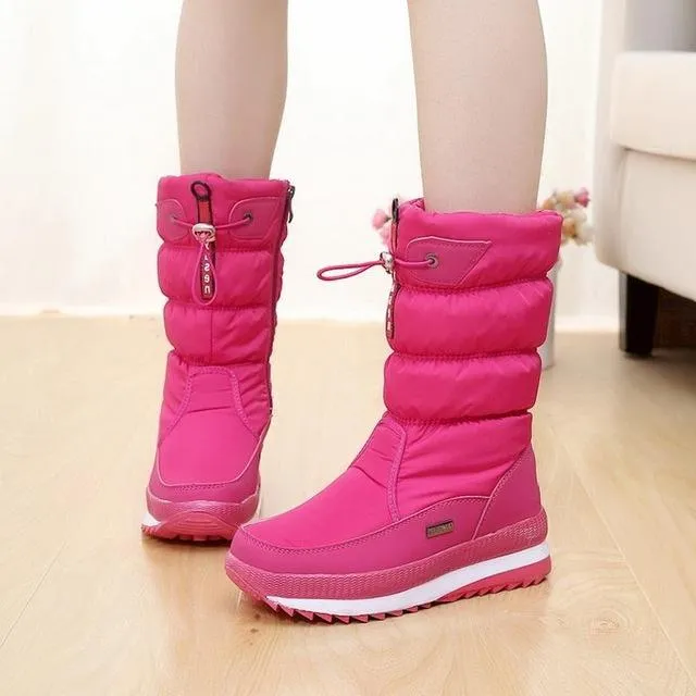 Waterproof plush lining snow boots anti-slip platform snow boots