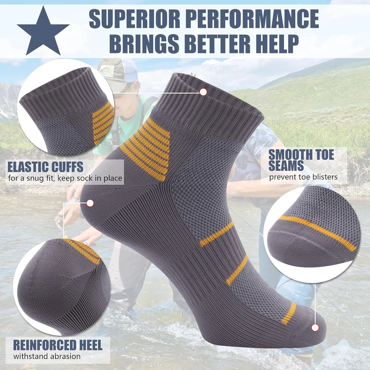 Waterproof Socks Neoprene Unisex Breathable Outdoor Sports Hiking Fishing Wading Crew/Ankle Socks