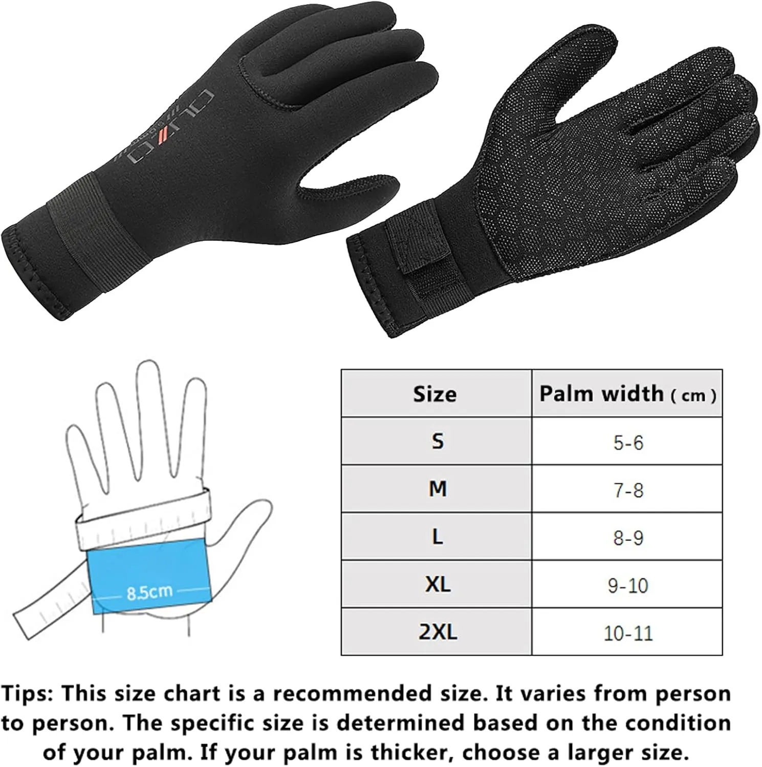 WYYHAA 3MM/5MM Neoprene Wetsuit Gloves for Men Women, Anti-Slip Keep Warm Scuba Diving Gloves with Adjustable Strap for Spearfishing Swimming Surfing Kayaking