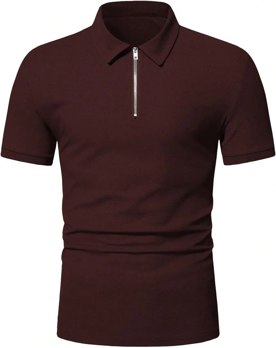 Zipper Polo Shirt for Mens Short Sleeve Classic Zip Up Workout Gym Golf Polos Summer Casual Textured Slim Fit Tops